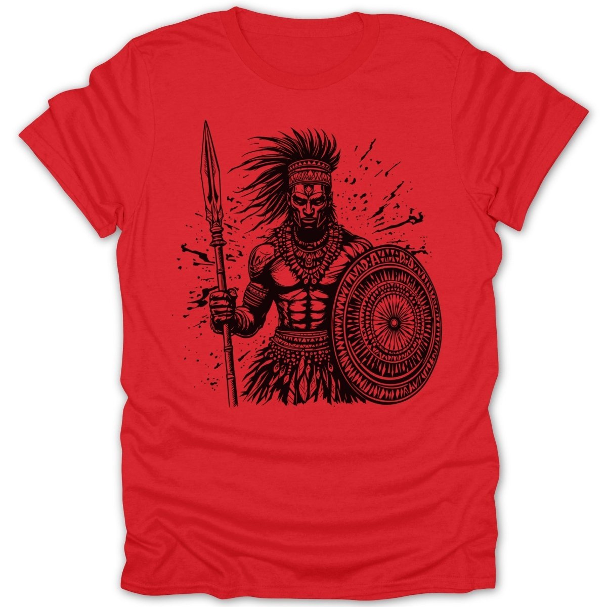 Tribal Warrior With Spear And Shield Tee - Zion Threadz