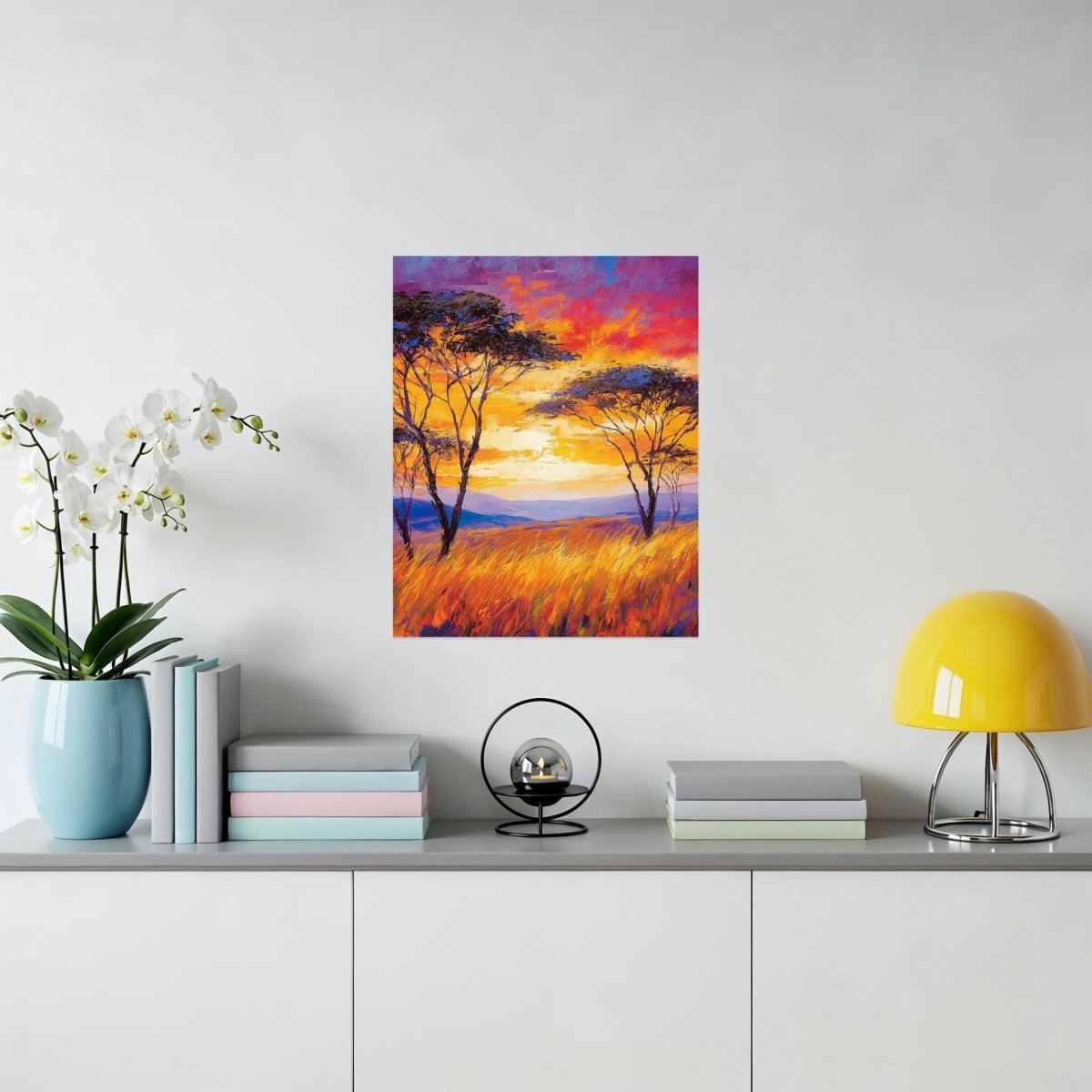 Vibrant African Sunset Under Open Sky Landscape Poster - Zion Threadz