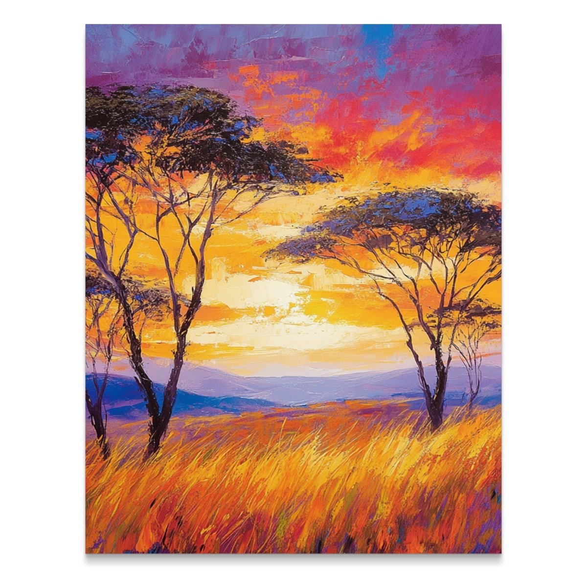 Vibrant African Sunset Under Open Sky Landscape Poster - Zion Threadz