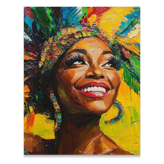 Vibrant Portrait Smiling Woman Expressive Colorful Poster - Zion Threadz