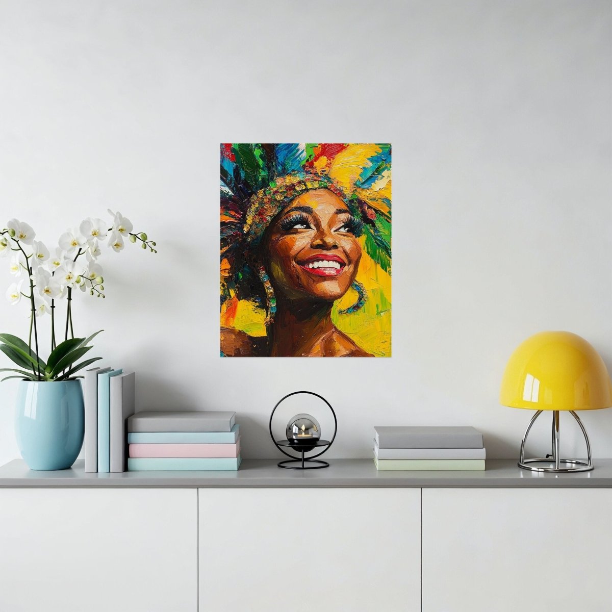 Vibrant Portrait Smiling Woman Expressive Colorful Poster - Zion Threadz