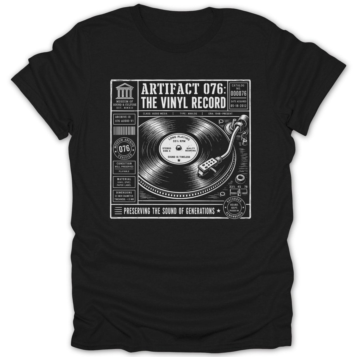 Museum of Sound & Culture artifact: vinyl record, catalog 000076, "Sound is Timeless".