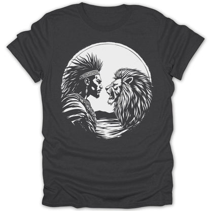 Warrior Lion Stare Black White Tee - Zion Threadz
