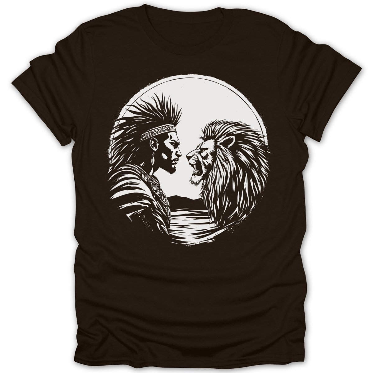 Warrior Lion Stare Black White Tee - Zion Threadz