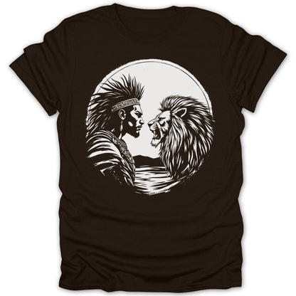 Warrior Lion Stare Black White Tee - Zion Threadz